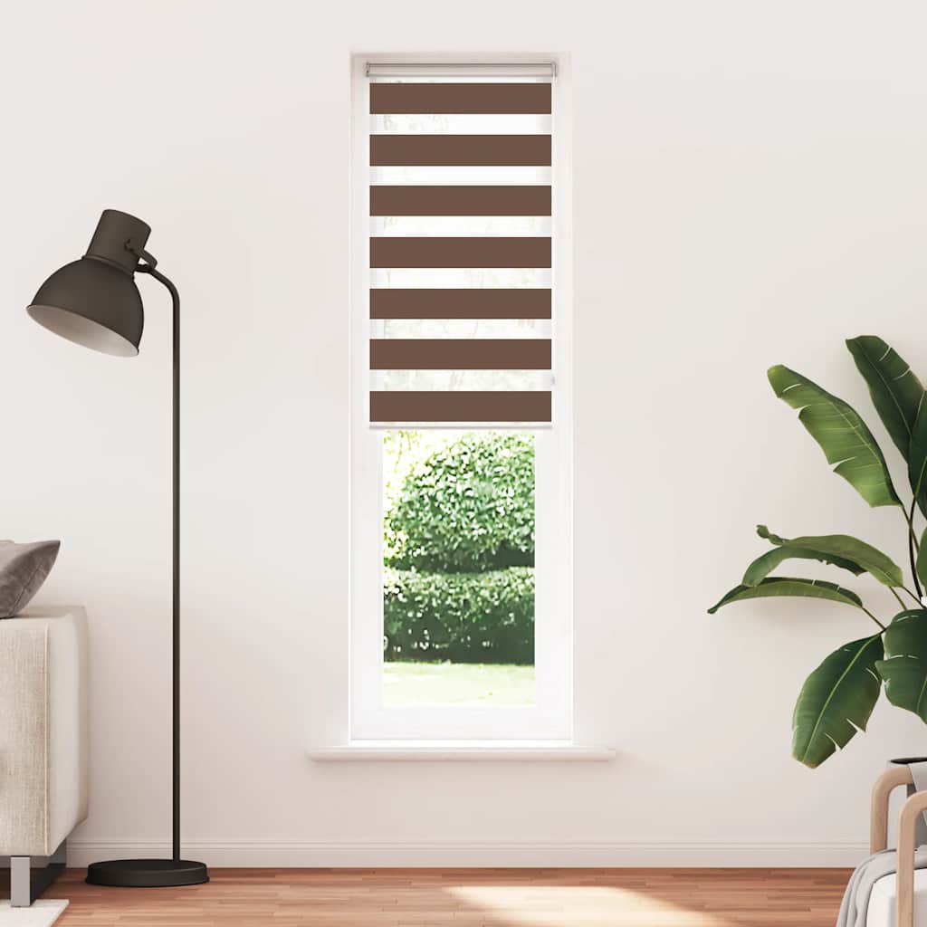 VidaXL store enrouleur zèbre 60x200 cm largeur de tissu 55,9 cm polyester marron