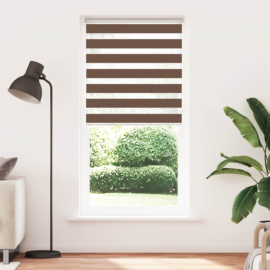 Vidaxl Zebra Rouleau aveugle 115x200 cm Largeur de poussière 110,9 cm Brown en polyester