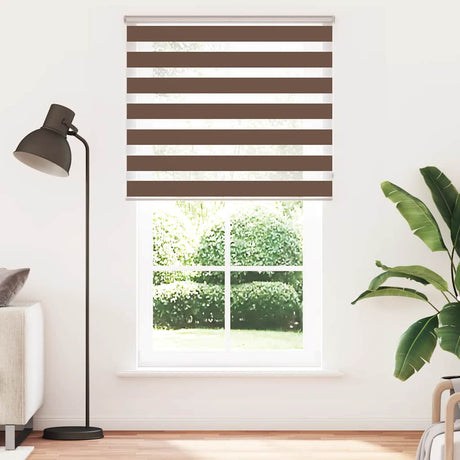 VidaXL store enrouleur zèbre 125x200 cm largeur du tissu 120,9 cm polyester marron