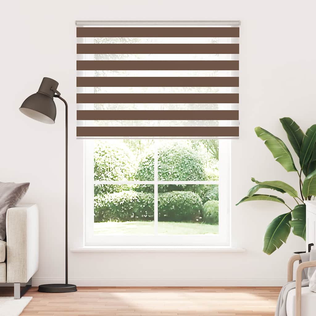 VidaXL store enrouleur zèbre 155x200 cm largeur du tissu 150,9 cm polyester marron