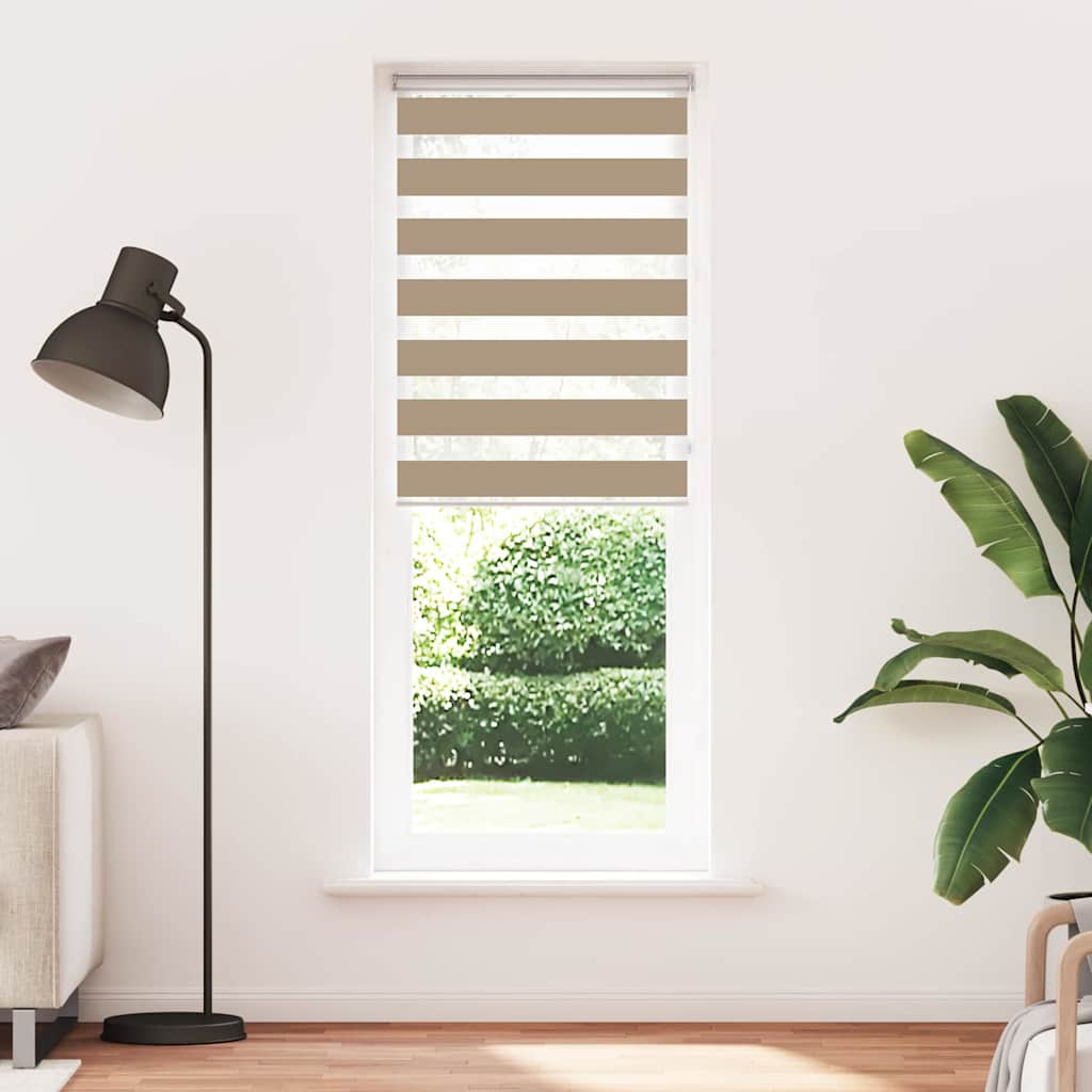 VidaXL store zèbre 85x200 cm largeur de tissu 80,9 cm polyester marron sable