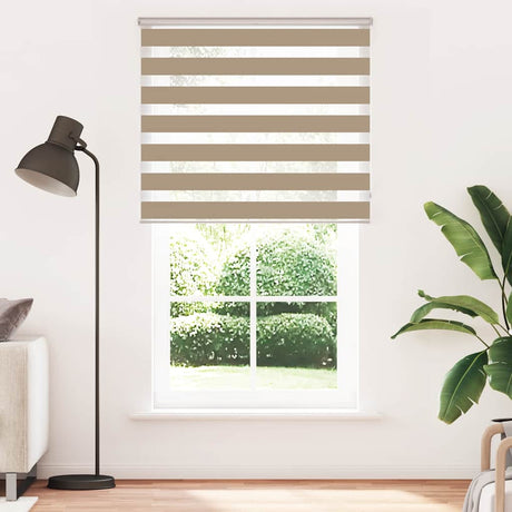 VidaXL store zèbre 130x200 cm largeur de tissu 125,9 cm polyester marron sable