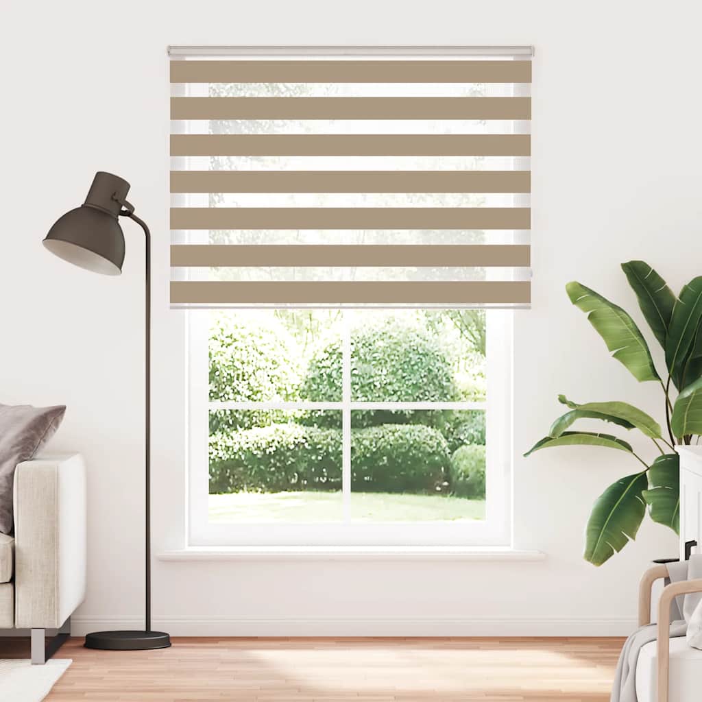 VidaXL store zèbre 160x200 cm largeur de tissu 155,9 cm polyester marron sable