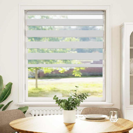 VidaXL store enrouleur zèbre 115x150 cm largeur du tissu 110,9 cm polyester blanc