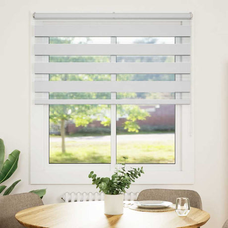 VidaXL store enrouleur zèbre 125x150 cm largeur du tissu 120,9 cm polyester blanc
