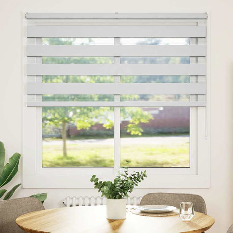 VidaXL store enrouleur zèbre 150x150 cm largeur du tissu 145,9 cm polyester blanc