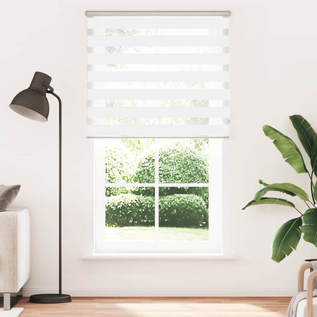 VidaXL store enrouleur zèbre 135x200 cm largeur du tissu 130,9 cm polyester blanc