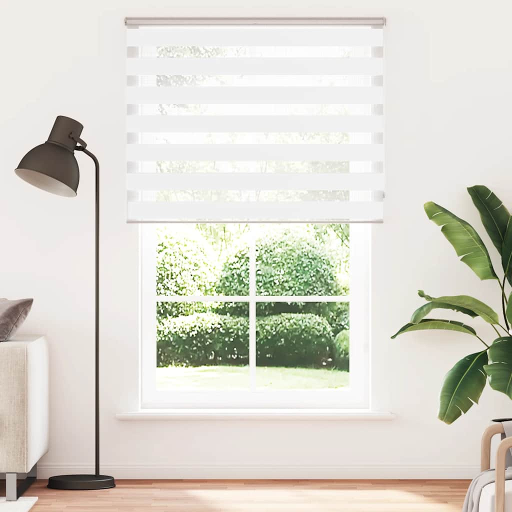 Vidaxl Zebra Roller Blind 140x200 cm Szerokość pyłu 135,9 cm poliestrowa biała