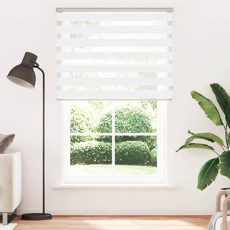 VidaXL store enrouleur zèbre 150x200 cm largeur de tissu 145,9 cm polyester blanc