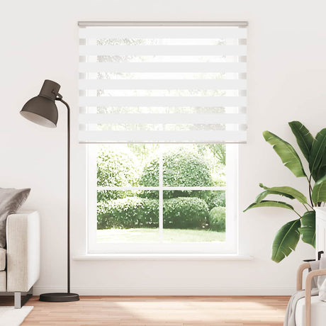 VidaXL store enrouleur zèbre 160x200 cm largeur de tissu 155,9 cm polyester blanc
