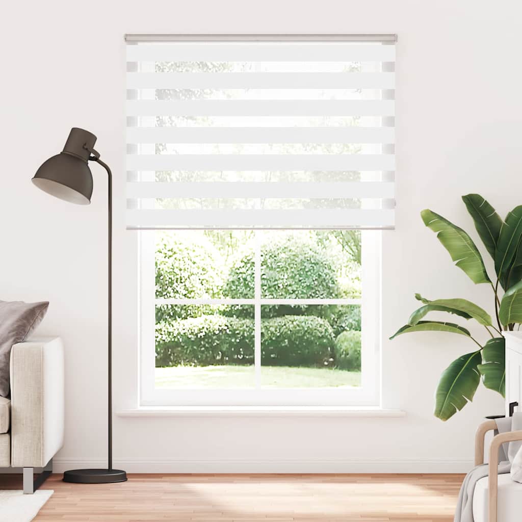 VidaXL store enrouleur zèbre 165x200 cm largeur du tissu 160,9 cm polyester blanc