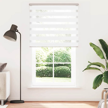 VidaXL store enrouleur zèbre 135x230 cm largeur du tissu 130,9 cm polyester blanc