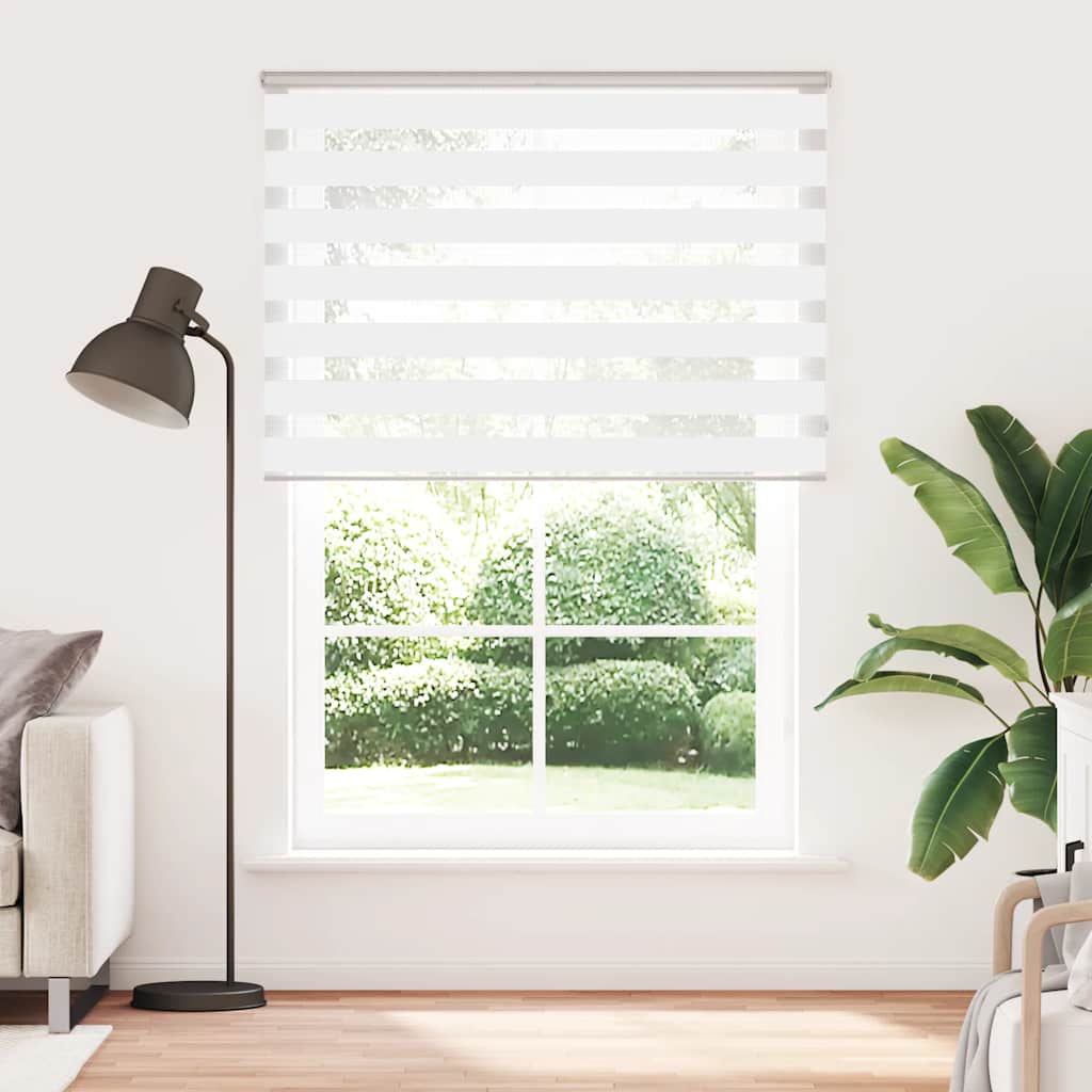 VidaXL store enrouleur zèbre 155x230 cm largeur du tissu 150,9 cm polyester blanc