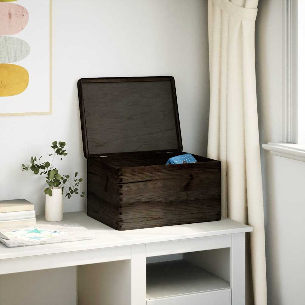 Vidaxx boîte en bois avec couvercle 40x30x23 cm bois de pin massif noir