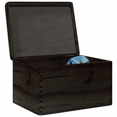 Vidaxx boîte en bois avec couvercle 40x30x23 cm bois de pin massif noir
