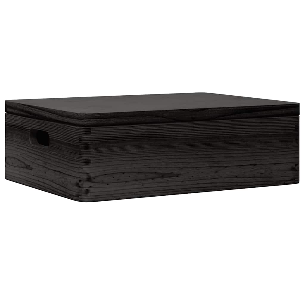 Vidaxx boîte en bois avec poignées de couvercle 40x30x13cm bois de pin noir