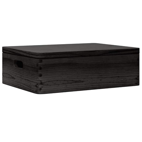 Vidaxx boîte en bois avec poignées de couvercle 40x30x13cm bois de pin noir