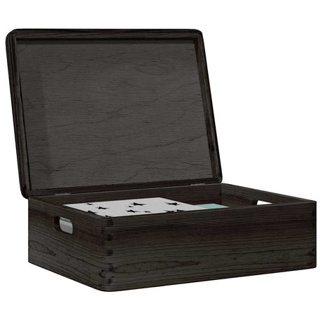 Vidaxx boîte en bois avec poignées de couvercle 40x30x13cm bois de pin noir