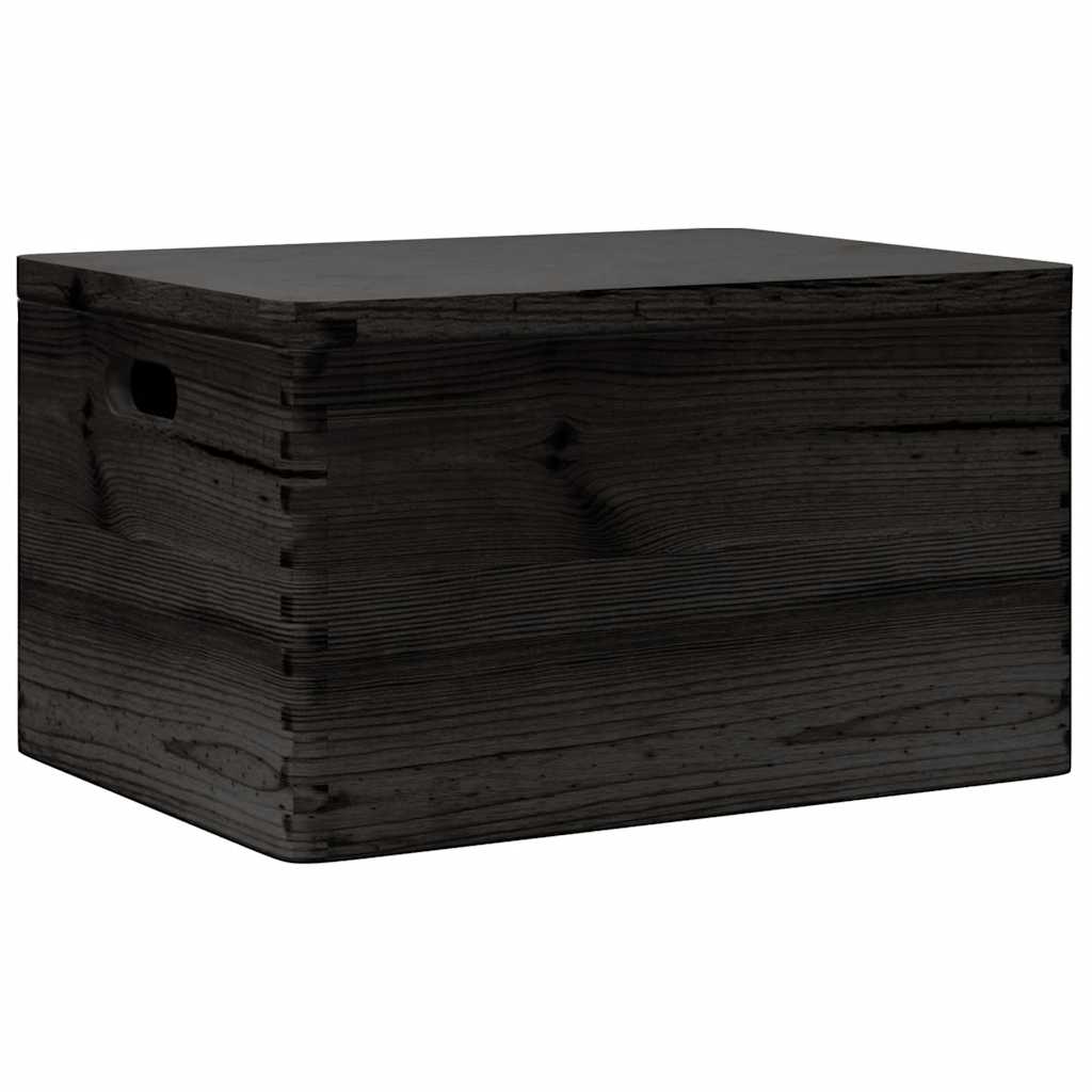 VidaXL boîte en bois avec poignées de couvercle 40x30x23cm bois de pin noir