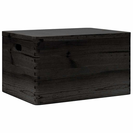 VidaXL boîte en bois avec poignées de couvercle 40x30x23cm bois de pin noir
