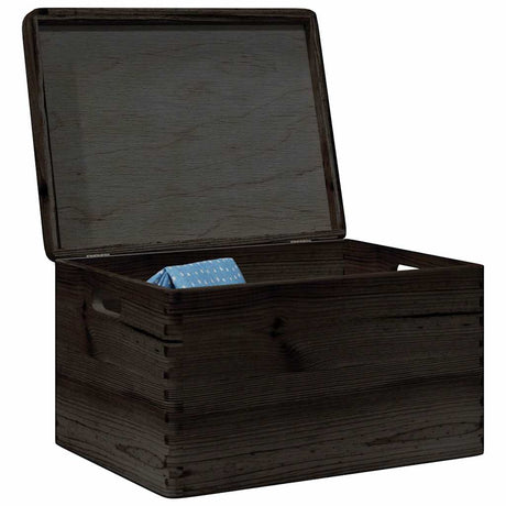 VidaXL boîte en bois avec poignées de couvercle 40x30x23cm bois de pin noir