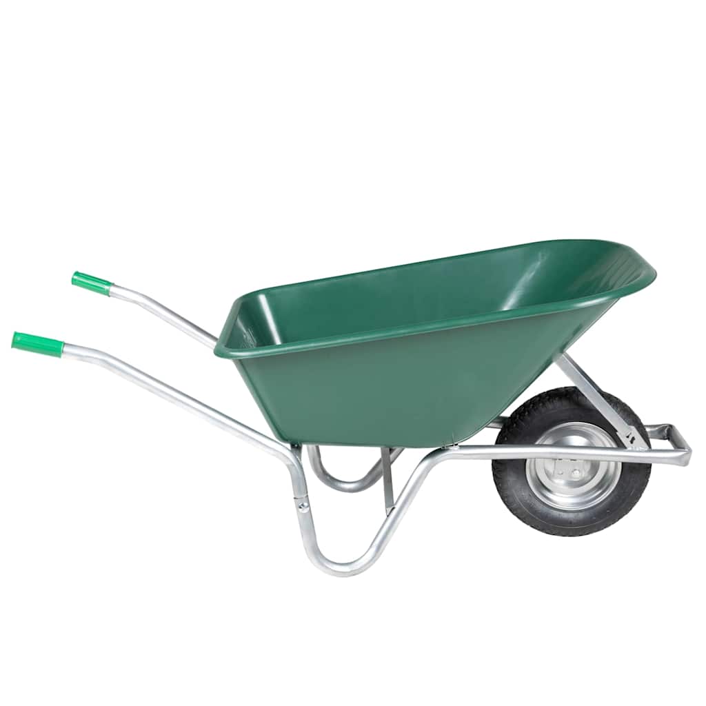 Brouette Vidaxl 90 l 150 kg acier galvanisé et plastique vert