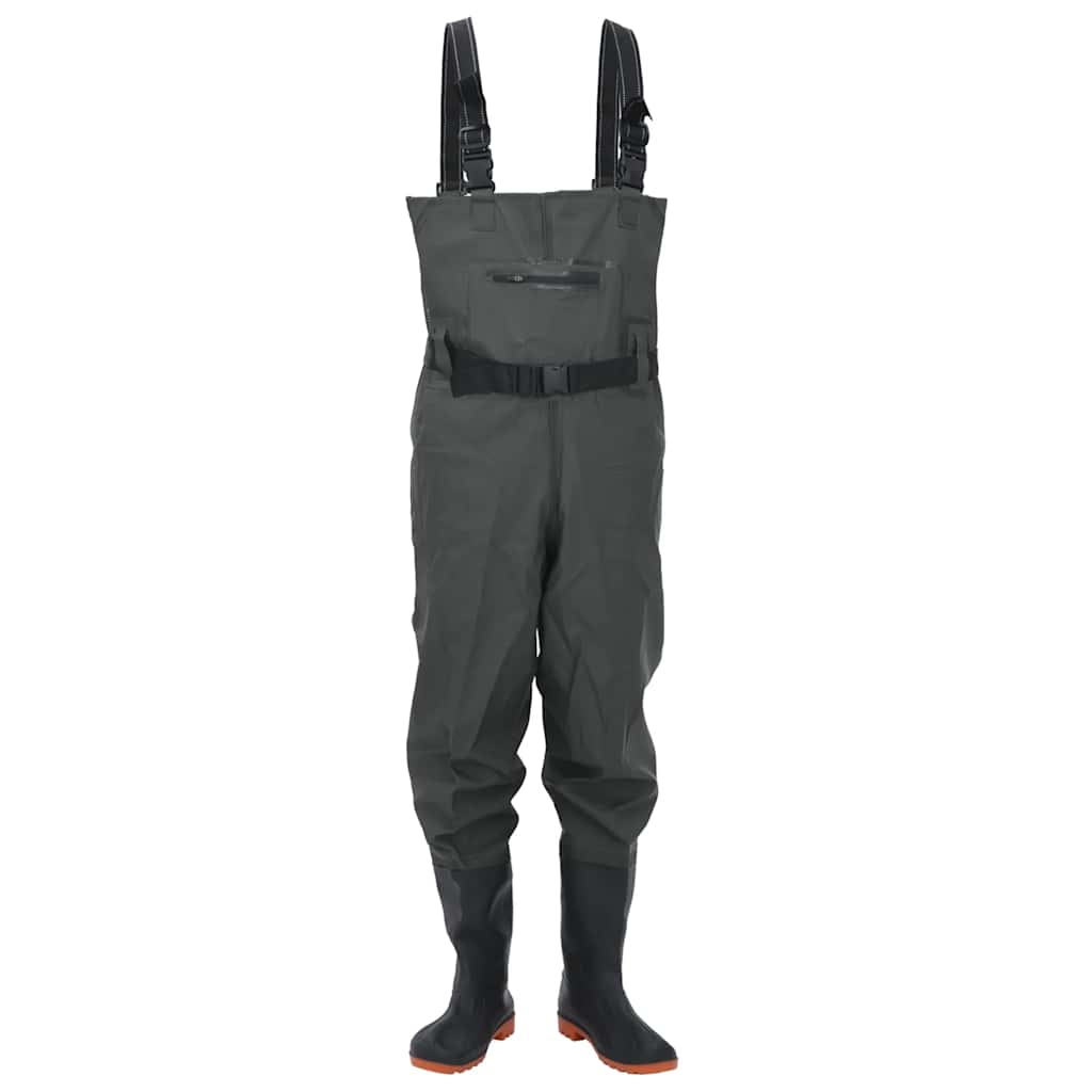 Vidaxl wader avec bottes et ceinture taille 43 vert foncé