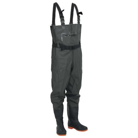 Vidaxl wader avec bottes et ceinture taille 46 vert foncé
