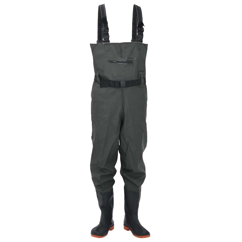 Vidaxl wader avec bottes et ceinture taille 46 vert foncé