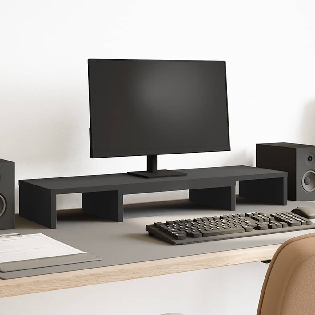 VidaXL Support pour moniteur réglable 80x24x10,5 cm bois traité noir