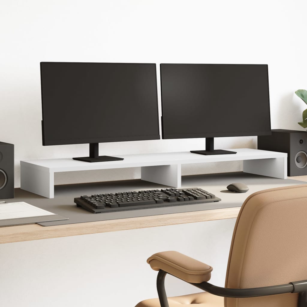 VidaXL support pour moniteur 100x27x10 cm bois d'ingénierie blanc