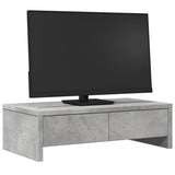 Vidaxxl support pour écran avec tiroirs 50x27x15 cm bois d'ingénierie gris béton