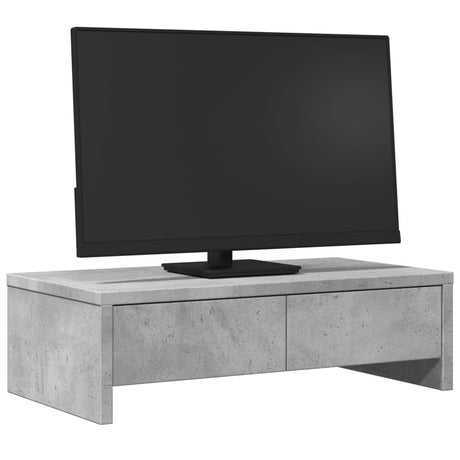 Vidaxxl support pour écran avec tiroirs 50x27x15 cm bois d'ingénierie gris béton