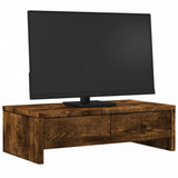 Support de moniteur Vidaxl avec tiroirs 50x27x15 cm Couleur de chêne fumé en bois