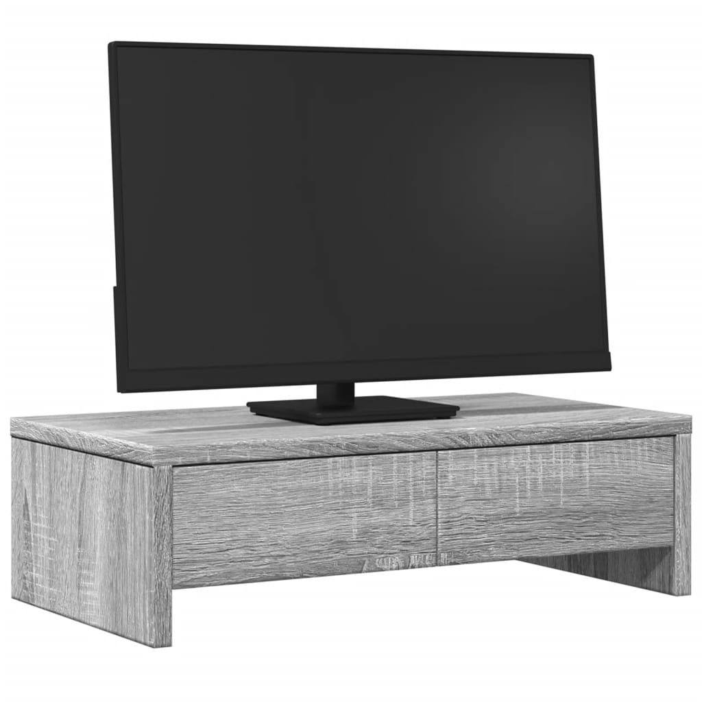 Bidaxl monitor stativ med lådor 50x27x15 cm trä grå sonoma ek