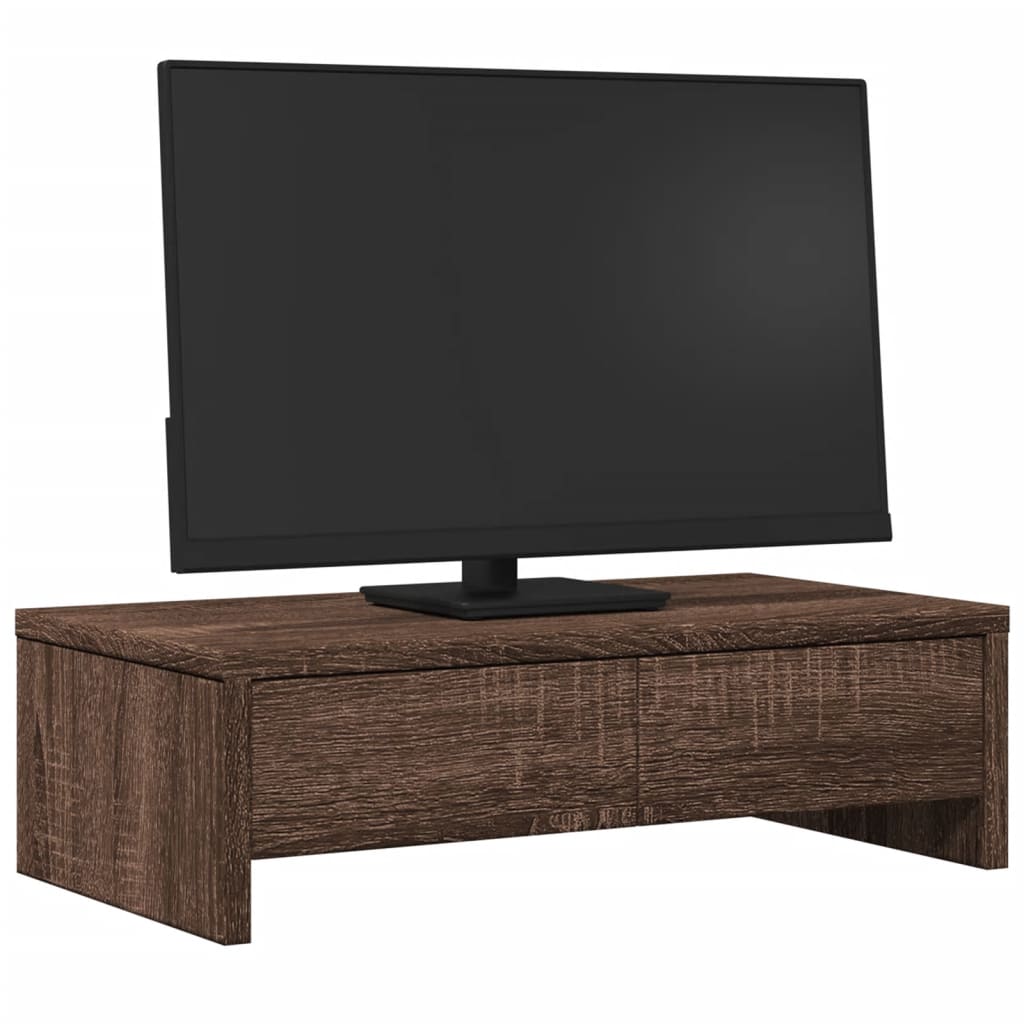 Vidaxxl support pour moniteur avec tiroirs 50x27x15 cm bois chêne brun