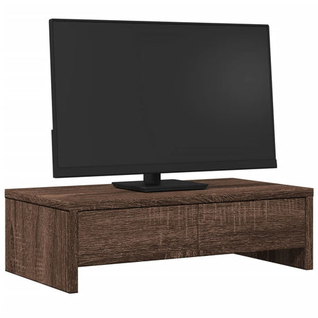Vidaxxl support pour moniteur avec tiroirs 50x27x15 cm bois chêne brun