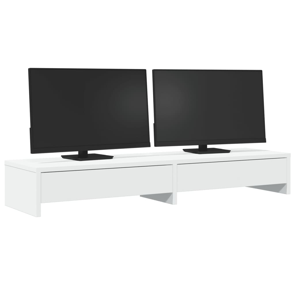 VidaXL Monitor stand with drawers 100x27x15 cm processed wood white