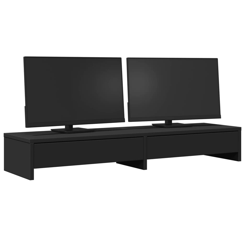 VidaXL Monitorstandaard met lades 100x27x15 cm bewerkt hout zwart