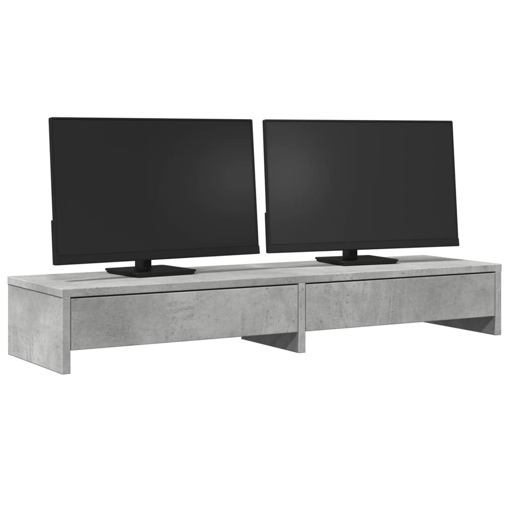 Vidaxxl support pour écran avec tiroirs 100x27x15 cm bois d'ingénierie gris béton