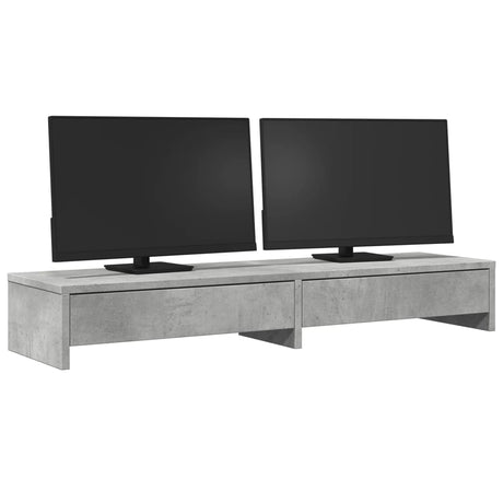 Vidaxxl support pour écran avec tiroirs 100x27x15 cm bois d'ingénierie gris béton