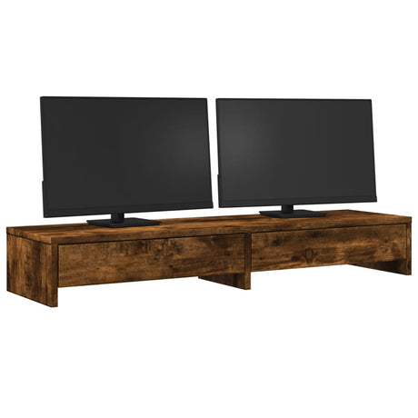 Vidaxxl support pour moniteur avec tiroirs 100x27x15 cm bois couleur chêne fumé