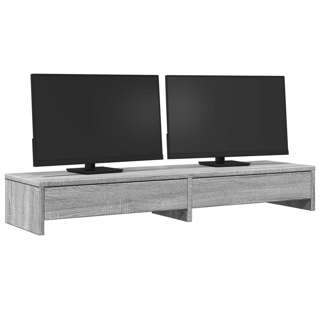 Vidaxxl support pour moniteur avec tiroirs 100x27x15 cm bois gris chêne sonoma