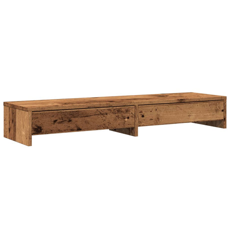 Vidaxxl support pour moniteur avec tiroirs 100x27x15 cm bois, couleur bois ancien