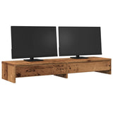 Vidaxxl support pour moniteur avec tiroirs 100x27x15 cm bois, couleur bois ancien