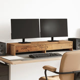 Vidaxxl support pour moniteur avec tiroirs 100x27x15 cm bois, couleur bois ancien