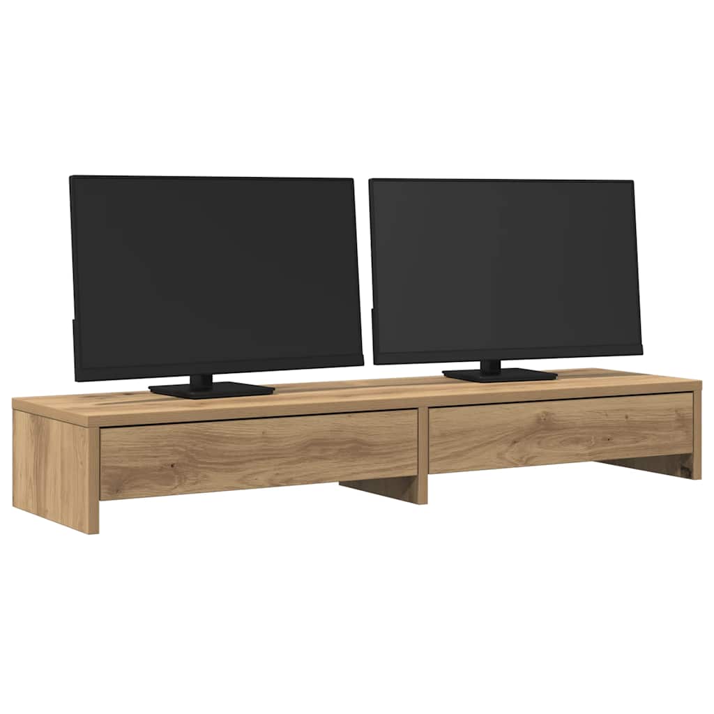VidaXL Support pour moniteur avec tiroirs 100x27x15 cm bois chêne artisanal