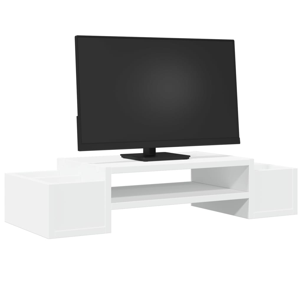 Vidaxxl support pour moniteur avec espace de rangement 70x27x15 cm bois fini blanc