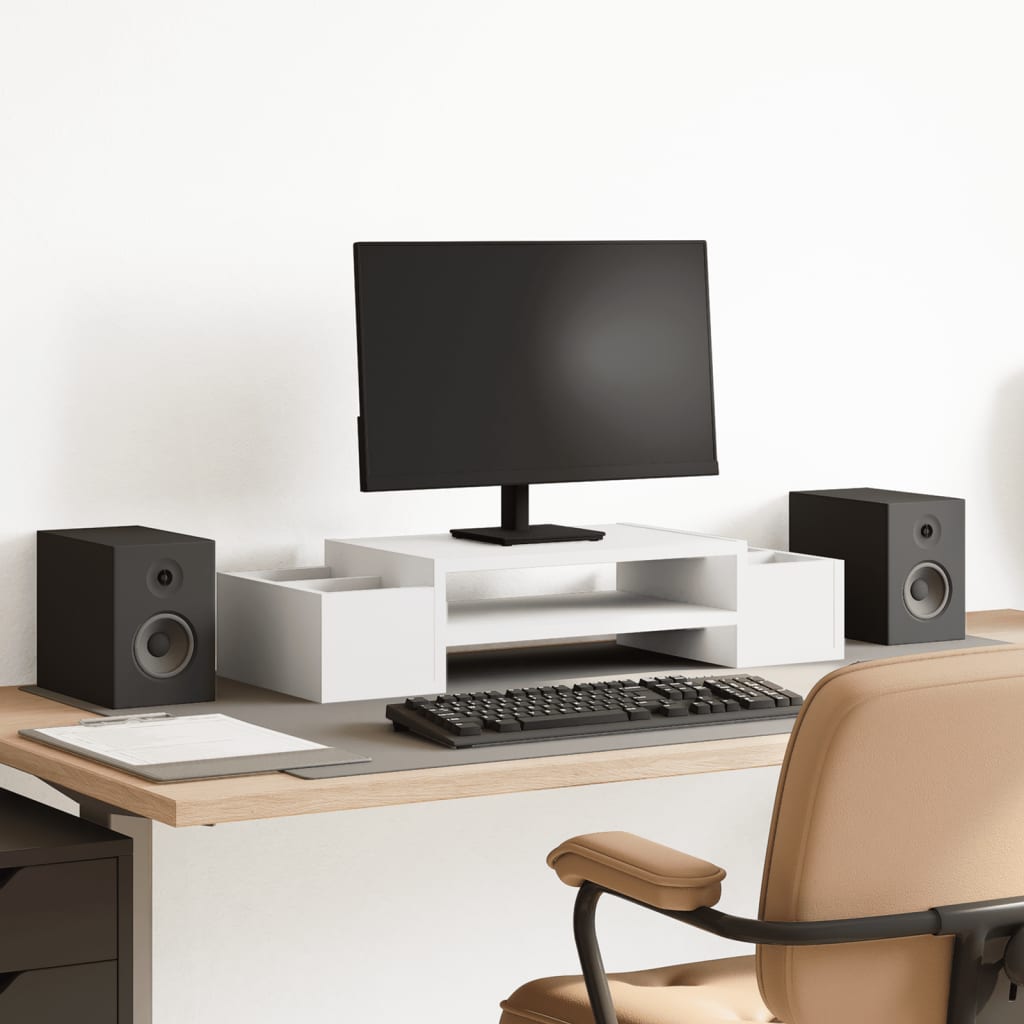 Vidaxxl support pour moniteur avec espace de rangement 70x27x15 cm bois fini blanc