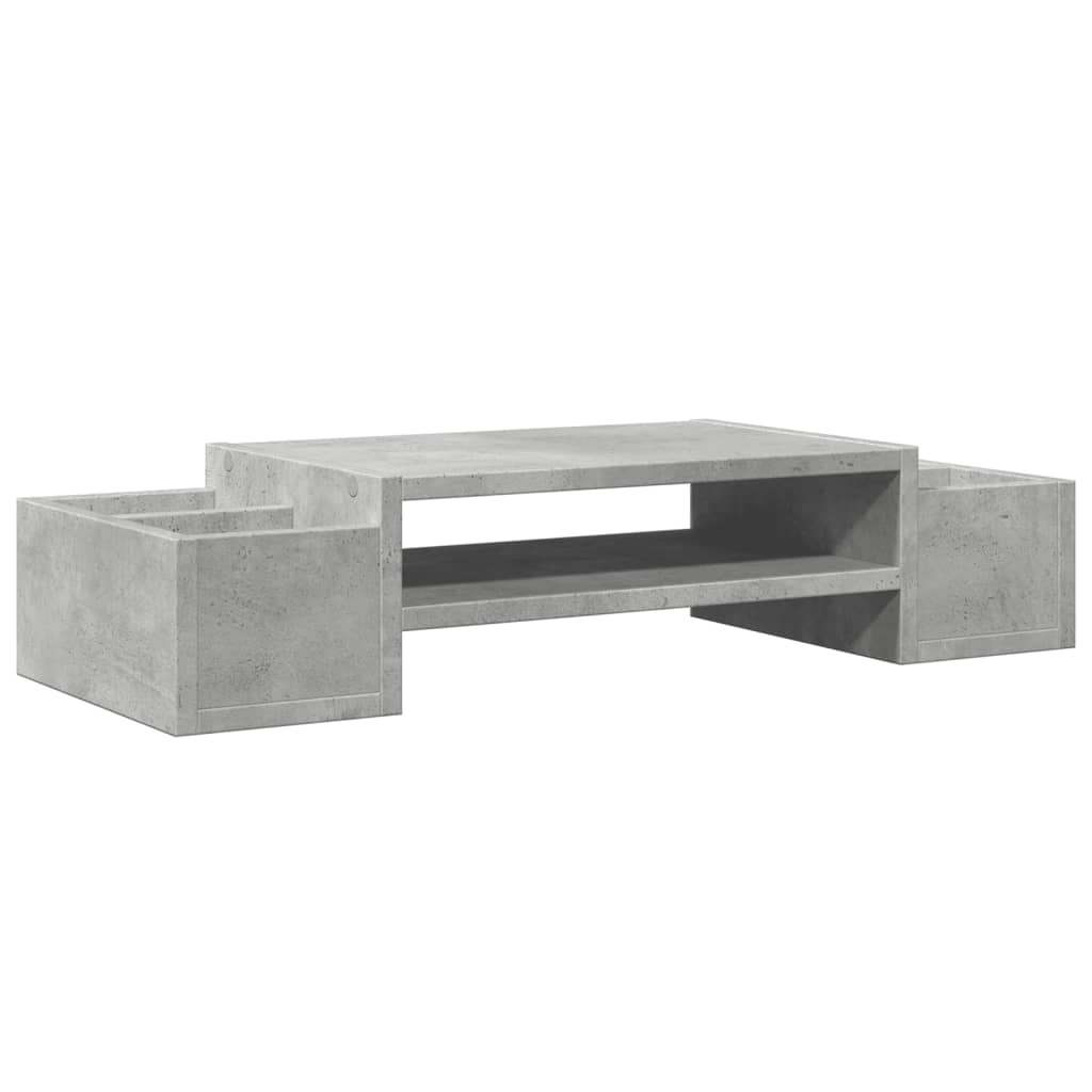 Vidaxxl support pour moniteur avec espace de rangement 70x27x15 cm bois béton gris